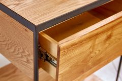 Moderner Beistelltisch SCORPION 50cm Wildeichen-Design Metall Nachttisch mit Schublade