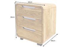 Massiver Rollcontainer CUBUS 60cm braun Akazienholz honey finish drei Schubladen