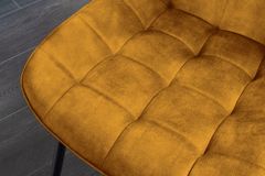 Design Stuhl ROADSTAR senfgelb Samt schwarze Metallbeine
