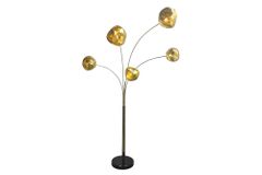 Design Stehlampe LIQUID DIAMOND 200cm gold fünf Glasschirme mit Marmorfuß