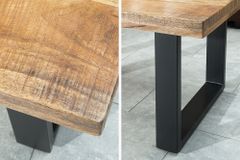 Design Couchtisch IRON CRAFT 100cm Mangoholz Eisen Industrial Design massiv schwarzes Gestell
