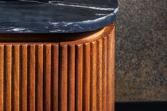 Design Sideboard GATSBY 160cm braun gold Mangoholz Marmor Metallgestell