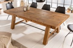 Massiver Esstisch FINCA 165cm vintage braun Pinienholz Industrial Design 8cm Tischplatte