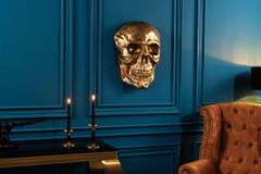 Exklusive Wandskulptur SKULL XXL 40cm gold Deko Totenkopf