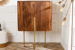 Design Highboard GATSBY 125cm braun mattgold Mangoholz Retro