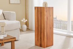 Massivholz Dekosäule COLUMNA 75cm braun Akazie Beistelltisch