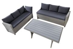 Outdoor Sitzgruppe MONACO 240cm anthrazit Polyrattan Gartenmöbel-Set Ecklounge wetterfest