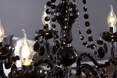 Eleganter Kronleuchter  BLACK CRYSTAL 55cm schwarz Acryl 5-armig Lüster