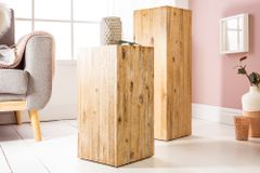 Massivholz Dekosäule COLUMNA 50cm Akazie teak-grau gekälkt Beistelltisch