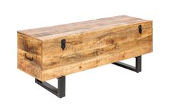 Industrial Truhenbank FACTORY LOFT 115cm Mangoholz natur Sitzbank