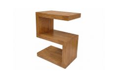 Handgearbeiteter Beistelltisch S 60cm braun honey finish Mangoholz mit Ablage variabel stellbar
