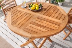 Massiver Gartentisch EMPIRE TEAK 100cm natur Teakholz rund klappbar Outdoor Balkontisch