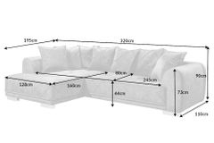 Modernes XXL Ecksofa DECADENCIA 320cm silbergrau Samt Bigsofa inkl. Kissen