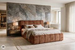 Design Boxbett ADLON 180x200cm rostbraun Chenille Cremona mit Stauraum und Lattenrost