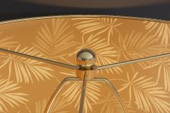 Moderne Tischlampe CLASSICO 60cm transparent Glas weiß gold Leinenschirm