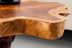 Massivholz Beistelltisch ROOT 40cm natur Teak aus Wurzelholz im Stelzen-Design