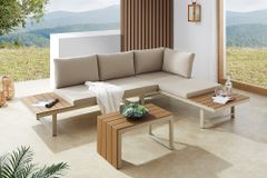 Wetterfestes Gartenmöbel Set IBIZA MODULAR LOUNGE 250cm champagner greige Aluminium