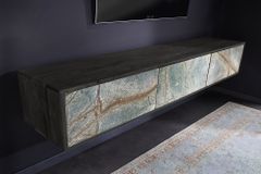 Massivholz TV Lowboard MOUNTAIN SOUL 160cm schwarz hängend echter Naturstein Akazie