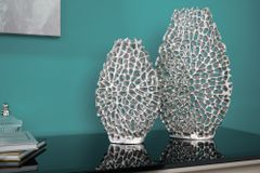 Filigranes Vasen 2er Set ABSTRACT LEAF 40cm silber Metall Handarbeit Blumenvase