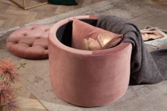 Eleganter Hocker MODERN BAROCK 50cm altrosa Samt Aufbewahrungkorb
