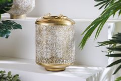Deko Windlicht ORIENT 25cm gold Metall handmade Laterne mit Patina