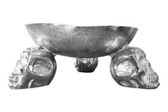 Design Deko-Schale SKULL 35cm silber Aluminium Totenkopf