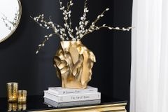 Handgefertigte Vase LIQUID 25cm gold Metall Hammerschlag Design