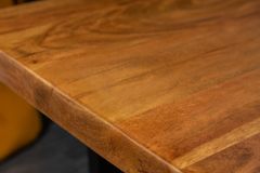 Massivholz Baumstamm Couchtisch MAMMUT 110cm Akazie schwarzes Metallgestell 3,5cm Tischplatte