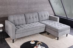 Modernes Ecksofa STOCKHOLM 220cm grau Cordstoff Federkern 3-Sitzer-Sofa