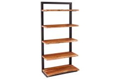 Massives Bücherregal MAMMUT 180cm Akazie schwarz fünf Regalböden