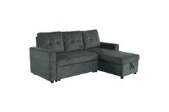 Ecksofa mit Schlaffunktion APARTMENT beidseitig aufbaubar grün Cord inkl. Stauraum