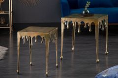 Extravaganter Beistelltisch LIQUID LINE S 34cm gold Tropfen-Design