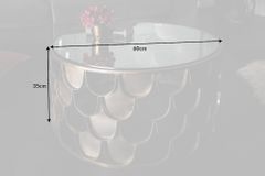 Runder Couchtisch ABSTRACT 60cm antik messing Metall Glas Industrial Fischschuppen Design