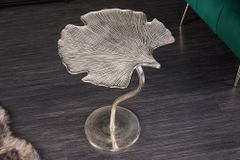 Dekorativer Beistelltisch GINKGO LEAF 55cm silber handmade Metall
