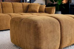 Moderner Hocker CLOUD 100cm senfgelb Vogue Samtstoff Federkern Fußhocker Sitzhocker