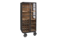 Design Barschrank LOFT 150cm natur Pinienholz Metall mit Flaschenregal