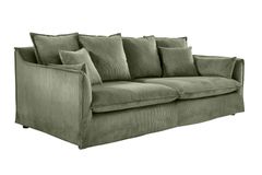 Großes 3-Sitzer Sofa HEAVEN 200cm grün Cord Federkern Hussensofa