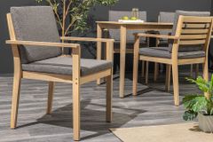 Massiver Gartenstuhl KOPENHAGEN natur Akazienholz anthrazit In- und Outdoor inkl. Kissen