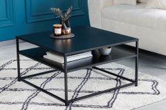 Moderner Couchtisch DURA STEEL 70cm schwarz Metall mit Ablagefach