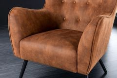 Design XL Sessel AMSTERDAM antik braun Microfaser schwarze Metallbeine