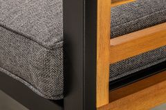 Outdoor Garten-Sitzgruppe PURE grau natur Akazie schwarz Metall inkl. Tisch Sitzpolster