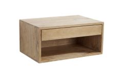 Hängender Nachttisch PURE 50cm natur Mangoholz cream finish Wandregal Schublade
