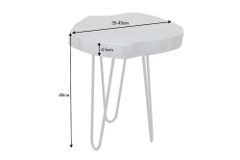 Runder Beistelltisch GOA 45cm grau Akazie Massivholz Baumscheibe Hairpin Legs Metall