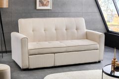 Ausziehbares Schlafsofa SMART 180cm beige Cord 2-Sitzer Couch mit Nosagfederung
