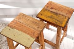 Massivholz Hocker JAKARTA 50cm recycelt Beistelltisch Sitzhocker