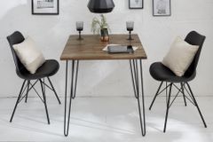 Massivholz Esstisch SCORPION 70cm vintage braun Akazie schwarze Metallbeine Hairpin Legs