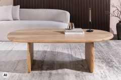 Design Couchtisch SCULPTURA 110cm natur Akazienholz organische Form