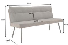 Moderne Sitzbank BIG GEORGE 160cm taupe Flachgewebe Taschenfederkern schwarz