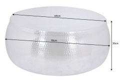 Runder Couchtisch ORIENT STORAGE 70cm silber Metall mit Stauraum Hammerschlag Design handmade