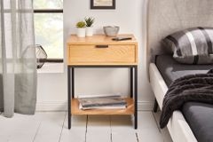 Industrial Nachttisch ELEMENTS 40cm Eiche Beistelltisch mit Schublade